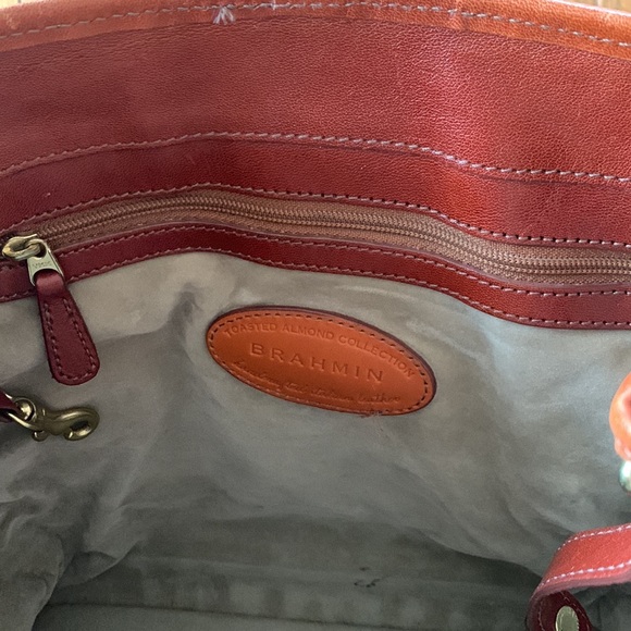 Brahmin Flower Toasted Almond Collection Shoulder Bag Leather Croc Print Purse - Picture 8 of 16